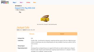 Jackpot Cafe | Join for £10 Free, No Deposit Required! - WDW Bingo