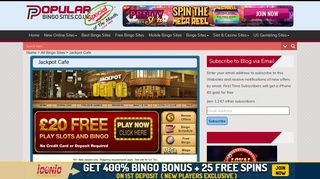 Jackpot Café UK - £20 FREE, Online Bingo Games - Top Bingo Sites UK