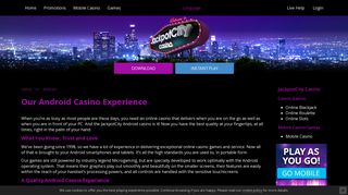 JackpotCity Android Casino - Play On the Go