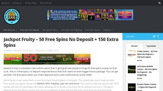 Jackpot Fruity - 50 Free Spins No Deposit + 150 Extra Spins
