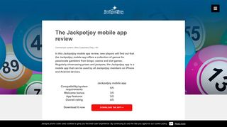 Jackpotjoy mobile app review: info on features, compatibility and more