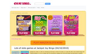 Lots of slots games at Jackpot Joy Bingo - UK Online Bingo News