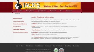 Jack's Employee Information | Jack's Maintenance