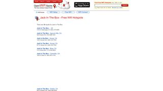Jack In The Box - Free WiFi hotspots wi-fi cafes coffee shops hotels ...