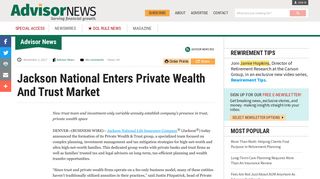 Jackson National Enters Private Wealth And Trust Market - AdvisorNews
