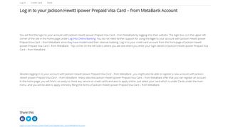 Log in to your Jackson Hewitt ipower Prepaid Visa Card – from ...