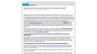 How do I get a copy of my return from Jackson Hewitt? - Service