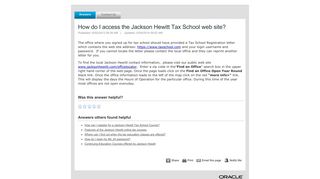 How do I access the Jackson Hewitt Tax School web site?