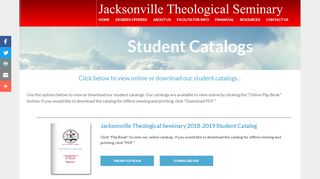 Jacksonville Theological Seminary - Student Course Catalogs