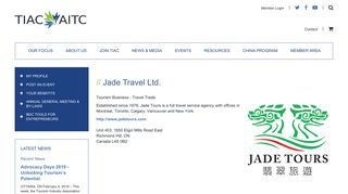 Tourism Industry Association of Canada - Jade Travel Ltd.