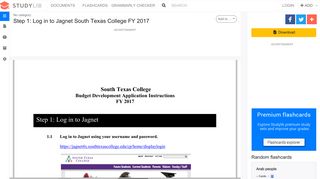 Step 1: Log in to Jagnet South Texas College FY 2017 - studylib.net