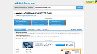 jagranmoneymaster.com at WI. jagran money master - Website Informer
