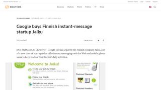 Google buys Finnish instant-message startup Jaiku | Reuters