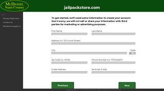 Create Account - jailpackstore.com