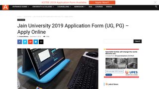 Jain University 2019 Application Form (UG, PG) – Apply Online ...