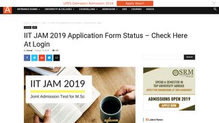 IIT JAM 2019 Application Form Status – Check Here At Login ...
