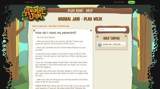 How do I reset my password? – Animal Jam - Play Wild!