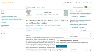 Patient portals and health apps: Pitfalls, promises, and what one might ...
