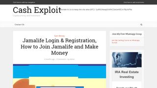 Jamalife Login & Registration, How to Join Jamalife and Make Money