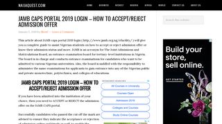 JAMB CAPS PORTAL 2019 LOGIN - HOW TO ACCEPT/REJECT ...