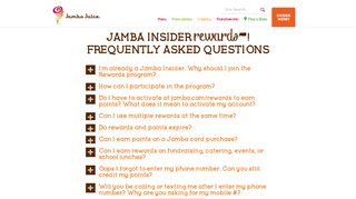 JAMBA INSIDER rewards™! FREQUENTLY ASKED ... - Jamba Juice