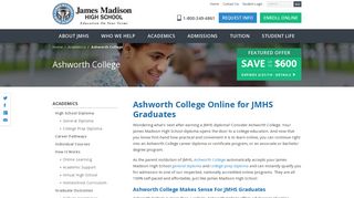 Ashworth College Admission - James Madison High School