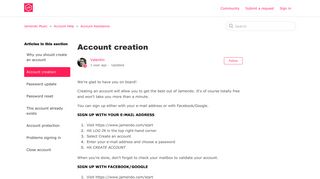 Account creation – Jamendo Music