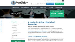 Online High School Education Programs - James Madison High School