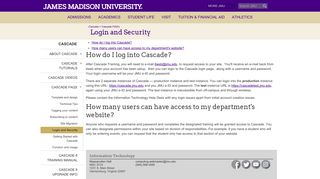 James Madison University - Login and Security