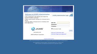 JAMIS Software Corporation : JAMIS e-timecard Administration Login