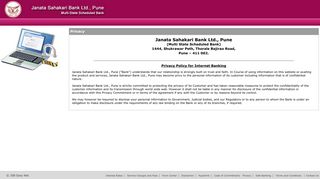 Privacy - Janata Sahakari Bank Ltd., Pune