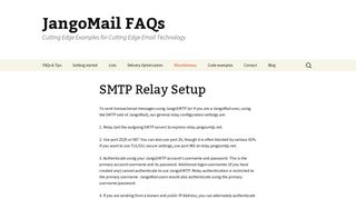 SMTP Relay Setup - JangoMail FAQs