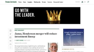 Janus, Henderson merger will reduce investment lineup - Pensions ...