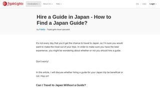 Hire a Guide in Japan - How to Find a Japan Guide? | TripleLights