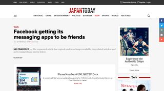 Facebook getting its messaging apps to be friends - Japan Today