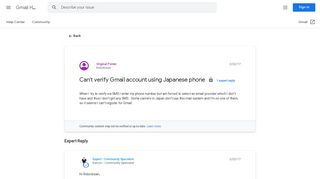 Can't verify Gmail account using Japanese phone - Google Product ...