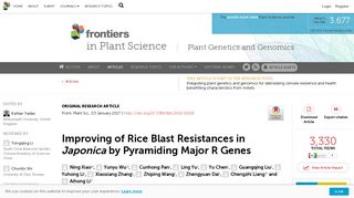 Frontiers | Improving of Rice Blast Resistances in Japonica by ...