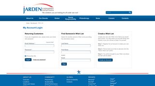 JardenCS - My Account Login - Jarden Consumer Solutions