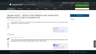 Jasper-AWS - What is the default user name and password to login ...