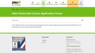 JAUPT | New Centre and Course Application Forms