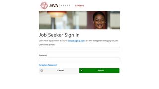 Job Seeker Sign In - Java House
