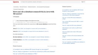 How to do a database connectivity in Java with MS access - Quora