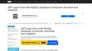JSP Login Form with MySQL Database Connection and back end ...