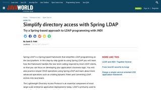 Simplify directory access with Spring LDAP | JavaWorld