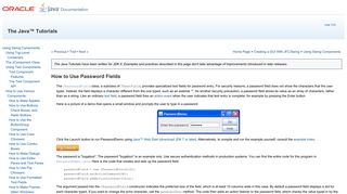 How to Use Password Fields (The Java™ Tutorials > Creating a GUI ...