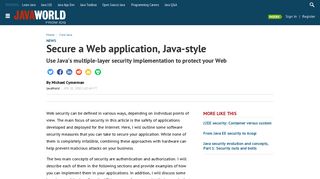 Secure a Web application, Java-style | JavaWorld