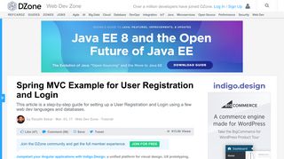 Spring MVC Example for User Registration and Login - DZone Web Dev