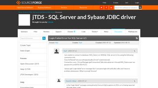 jTDS - SQL Server and Sybase JDBC driver / Discussion / Help:Login ...