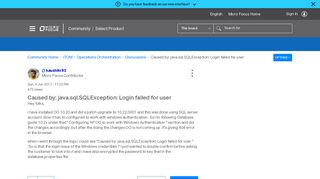 Caused by: java.sql.SQLException: Login failed for user - Micro Focus ...