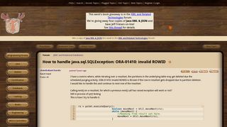 How to handle java.sql.SQLException: ORA-01410: invalid ROWID ...